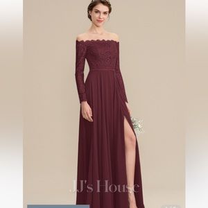 JJ House A line off the shoulder bridesmaid’s dress in Cabernet size 12